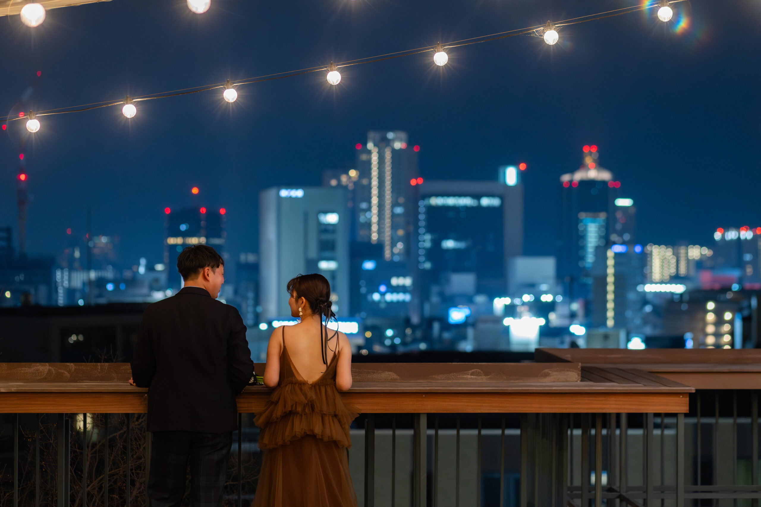 キャンドルを灼した夜のテラス。神戸・北野の貸切邸宅